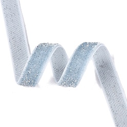 Bleu Bleuet Ruban de velours simple face à paillettes scintillantes, Ruban en polyester et nylon avec cordon métallique, pour accessoires de vêtement, bleuet, 3/8 pouces (10 mm), environ 218.72 yards (200m)/rouleau