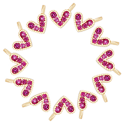 Настоящее золото 18K 12подвески из латуни с микропаве из кубического циркония, долговечный, без свинца, без никеля и без кадмия, сердце, реальный 18 k позолоченный, 9.5x6.5x2 мм, отверстие : 1 мм