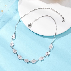 Нержавеющая Сталь Цвет 304 Женские ожерелья из нержавеющей стали с клубничными звеньями, не тускнеет, цвет нержавеющей стали, 16.85 дюйм (42.8 см)