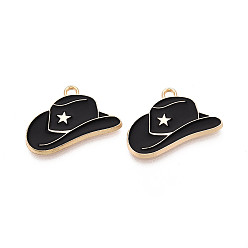 Черный Стойки обшивки сплава эмали подвески, шляпа с подвесками в виде звезд, без кадмия, без никеля и без свинца, золотые, чёрные, 15x23x1.5 мм, отверстие : 1.6 мм