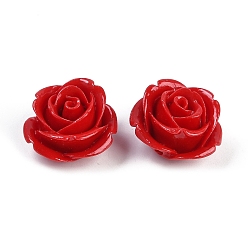 Красный Резные бусины из синтетического коралла, окрашенные, цветок, красные, 19x13 мм, отверстие : 1.3 мм
