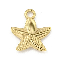 Настоящее золото 18K Ионное покрытие (ip) 304 подвески из нержавеющей стали, очарование морской звезды, реальный 18 k позолоченный, 21.5x19x3 мм, отверстие : 3 мм