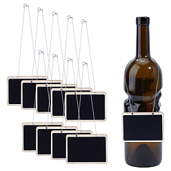 Нержавеющая Сталь Цвет 10шт. мини деревянная подвесная доска для рисования мелом, милое украшение для доски, с 304 цепи из нержавеющей стали, прямоугольные, цвет нержавеющей стали, 209 мм