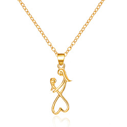 Золотой Подвески из сплава ко Дню матери, сердце с матерью и ребенком, золотые, 17.32 дюйм (44 см), Кулон : 30x10 мм