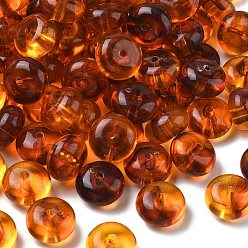 Orange Two Tone Acrylic Beads, Imitation Gemstone Style, Rondelle, Orange, 19.5x11mm, Hole: 2.5mm, about 165pcs/500g