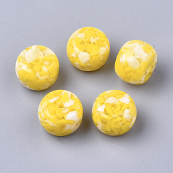 Yellow Resin Beads, Imitation Gemstone Chips Style, Rondelle, Yellow, 15x11mm, Hole: 2.5mm