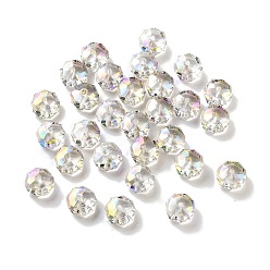 Зелено-Желтый Гальванические стеклянные бусины, с полным покрытием цвета радуги, граненые, рондель, зеленый желтый, 10x6 мм, отверстие : 1.5 мм