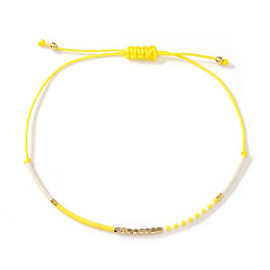 Желтый Богемные стеклянные бисерные плетеные браслеты, украшения из полиэстеровой нити, плетеные для женщин, желтые, 11.02 дюйм (28 см)