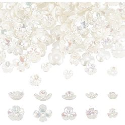 Кремово-белый 300шт 5 стиль АБС пластик имитация жемчужные бусины колпачки, с покрытием AB цвета, цветок, кремово-белые, 6.5~11x7~11x1.5~5 мм, отверстие : 1.2~1.5 мм, 60 шт / стиль