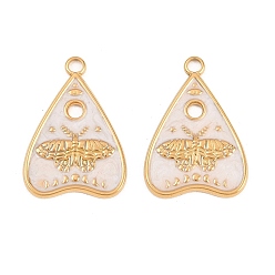 Белый 304 нержавеющей стальной эмали подвески, треугольник с подвеской в виде бабочки, реальный 18 k позолоченный, ионное покрытие (ip), долговечный, белые, 28x20x2 мм, отверстие : 2.5 мм