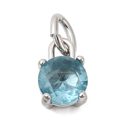 Аква Тема Birthdaystone, март 304 подвески из нержавеющей стали, круглые, с k 9 стеклом, полировка, с целью перехода в кольце, граненые, цвет нержавеющей стали, вода, 10.5x7x6 мм, отверстие : 2.2x4.4 мм