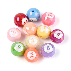 (52) Непрозрачная лаванда Спортивные УФ-покрытия непрозрачные акриловые бусины, радужный, бильярд, разноцветные, 15.5 мм, отверстие : 2.2 мм