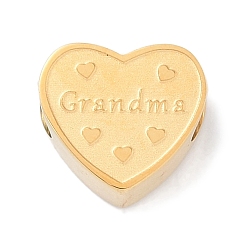 Золотой День матери 304 европейские бусины из нержавеющей стали, бусины с большим отверстием, сердце с, золотые, 10.5x12x6 мм, отверстие : 4.5 мм