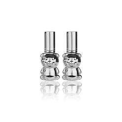 Platinum Steel Roller Ball Bottles, Bear Shape Glass Empty Essential Oil Perfume Bottle, Refillable Bottle, Platinum, Capacity: 8ml(0.27fl. oz)