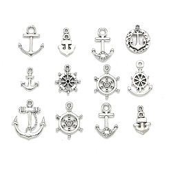 Античное Серебро Сплавочные подвески тибетского стиля, разнообразные, античное серебро, 17~30x14~27x1.5~3.5 мм, Отверстие : 2~3 мм , около 38~40 шт / 100 г