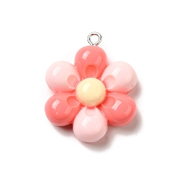 Лосось Подвески из смолы, с фурнитурой платина железная, цветок, salmon, 28x25.5x9 мм, отверстие : 2 мм