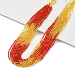 Золотистый Прозрачный градиент цвета стеклянные бусины пряди, сегментированные разноцветные бусины, граненые круглые, золотые, 2 мм, отверстие : 0.5 мм, около 160~178 шт / нитка, 13.58 ~14.17 дюйм (34.5~36 см)
