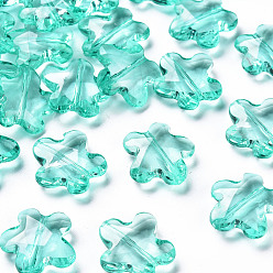 Бирюза Прозрачные акриловые бусины, граненые, цветок, бирюзовые, 18.5x18.5x5.5 мм, отверстие : 1.2 мм, Около 470 шт / 500 г