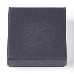 Black Kraft Paper Cardboard Jewelry Boxes, Ring/Earring Box, Square, Black, 7.3x7.3x3cm
