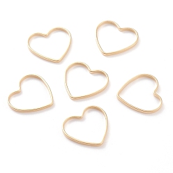 Настоящее золото 24K Латунные соединительные колечки, долговечный, сердце, реальный 24 k позолоченный, 13.5x14.5x1 мм, внутренний диаметр: 13x11 мм