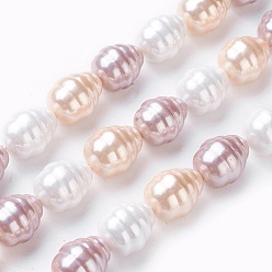 (52) Непрозрачная лаванда Гальваническая оболочка жемчужные бусы пряди, картофель, разноцветные, 15~16.5x12~12.5 мм, отверстие : 0.8 мм, около 26 шт / нитка, 15.7 дюйм ~ 16.1 дюйм (40~41 см)