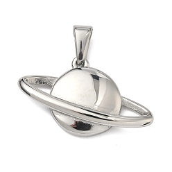 Planet 304 подвески из нержавеющей стали, цвет нержавеющей стали, планета, 17.5x26.5x6 мм, отверстие : 6.5x3.2 мм