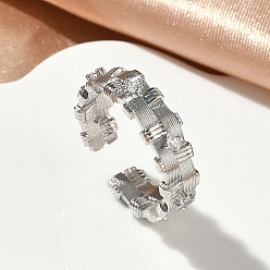 Платина Открытые кольца манжеты из латуни с микропаве и кубическим цирконием, без кадмия и без свинца, стойки покрытие, долговечный, платина, 6 мм, внутренний диаметр: 18 мм