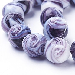 Purple Handmade Lampwork Beads, Round, Purple, 14mm, Hole: 1~2mm