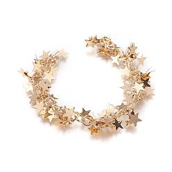 Золотой Железные цепи ручной работы, с железными подвесками, долговечный, несварные, звезда, с катушкой, золотые, 9x7x0.3 мм, около 32.8 футов (10 м) / рулон