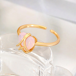 Сердце Регулируемые латунные манжеты с паве из кубического циркония, сердце, золотой свет, сердце, внутренний диаметр: 16 мм