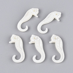 Кремово-белый Абс пластмассовые жемчужные подвески, морской конек, кремово-белые, 27x11.5x4 мм, отверстие : 1.6 мм, Около 1111 шт / 500 г