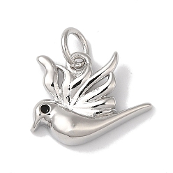 Платина Подвески из латуни с покрытием из эмали, с целью перехода в кольце, долговечный, без свинца и без кадмия, очарование птицы, платина, 11.5x14.5x3 мм, отверстие : 3 мм