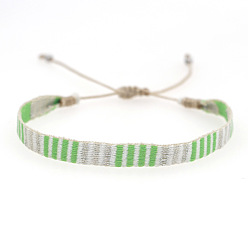 Lime Vintage Bohemian Cotton Cord Braided Bracelets, Adjustable Handmade Ethnic Style Wristbands, Lime