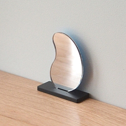 Черный Пластиковая модель зеркала, аксессуары для кукольного домика с микро-ландшафтом, притворяясь опорными украшениями, чёрные, 34x13x41 мм