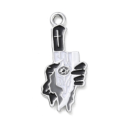 Others Halloween Alloy Enamel Pendants, Platinum, Knife Charms, 27x11.5x1mm, Hole: 2mm