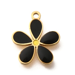 Черный Латунь эмаль прелести, , реальный 18 k позолоченный, чёрные, 12.5x11x1 мм, отверстие : 1 мм