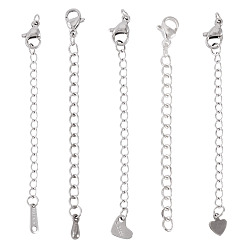 (52) Непрозрачная лаванда 15 шт. 5 стили 304/201 удлинитель цепи из нержавеющей стали, с застежками-лапками омара и шариками, разноцветные, 62~74 мм, 3 шт / стиль