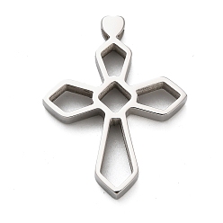 Нержавеющая Сталь Цвет 304 подвески из нержавеющей стали, крестик, цвет нержавеющей стали, 30.5x23.5x4 мм, отверстие : 3 мм