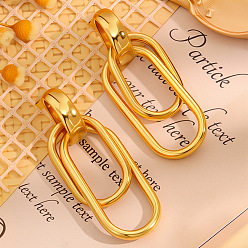 Золотой 304 Серьги из нержавеющей стали, овальные, золотые, 55x19 мм