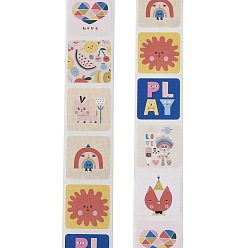 Разноцветный Бумажные герметизирующие наклейки, этикетки наклейки наклейки, красочный, 25x25мм 500шт./рулон