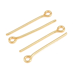 Real 18K Gold Plated SHEGRACE 20G Brass Eye Pins, Cadmium Free & Nickel Free & Lead Free, Real 18K Gold Plated, 20x3x0.8mm, Hole: 1.4mm, 20 Gauge