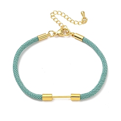 Medium Turquoise Nylon Cord Bracelet Making, with Brass Beadable Bar, Golden, Medium Turquoise, 6.89x0.16 inch(17.5x0.4cm)