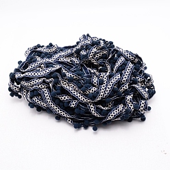 Bleu Marine Boule de ruban à franges de style ethnique, Ruban polyester, accessoire de couture bricolage, pour la décoration de vêtements de rideau, bleu marine, 1-1/8 pouces (27 mm), à propos de 30yard/paquet (27.432m/paquet)