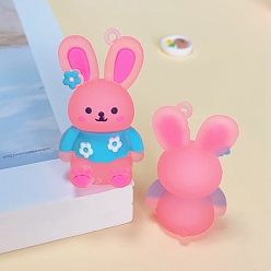 Темно-Голубой Пластиковые подвески из пвх, имитация желе, кролик с сакурой, глубокое синее небо, 55x31 мм