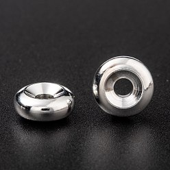 Посеребрённый Spacer бисер латунные, долговечный, плоско-круглые, 925 серебро покрытием, 9.5x4 мм, отверстие : 3 мм