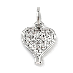 Платина Стойки обшивки латунные прелести, с кубического циркония, сердце, долговечный, без свинца и без кадмия, с целью перехода в кольце, платина, 10.5x8x1.5 мм, отверстие : 3 мм