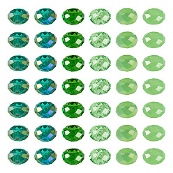 (52) Непрозрачная лаванда 54шт. 6 цвета зеленый цветовая гамма стеклянные европейские бусины, бусины с большим отверстием, граненые, рондель, разноцветные, 13~14x7.5~8 мм, отверстие : 5.5~6 мм, 9 шт / цвет