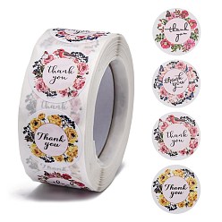 Colorful DIY Scrapbook, 1 Inch Thank You Stickers, Decorative Adhesive Tapes, Flat Round with Word Thank You, Colorful, 25mm, about 500pcs/roll