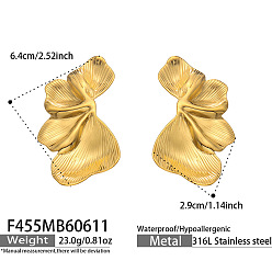 Golden 316 Surgical Stainless Steel Stud Earrings, Flower, Golden, 64x29mm