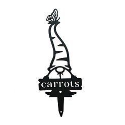 Черный Этикетка для моркови, Металлический садовый кол гнома/гнома на тему Хэллоуина, грунтовая вставка декор, чёрные, 300x120 мм